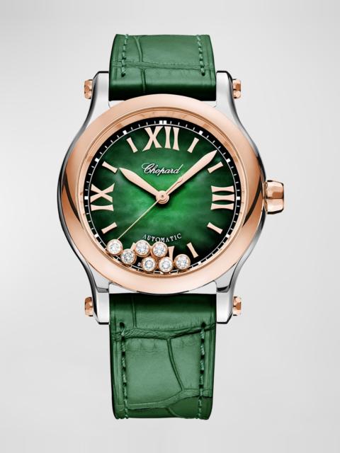 Chopard Happy Sport 36mm 18K Rose Gold Diamond & Green Dial Watch