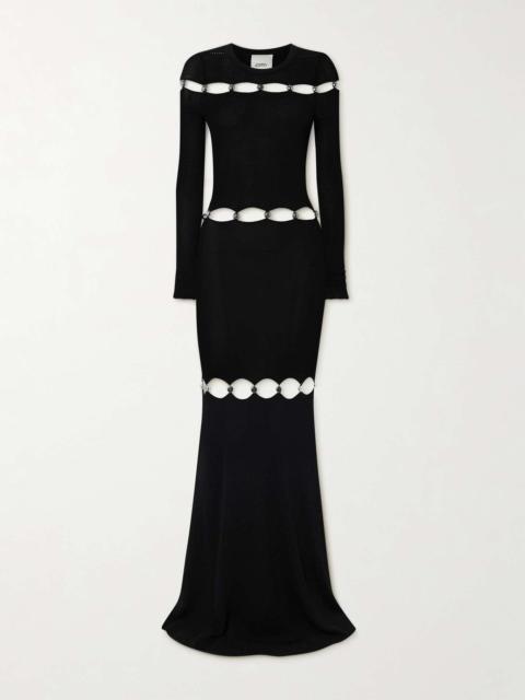 Elmire embellished cutout knitted maxi dress Black