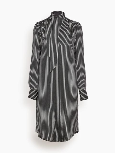 MARIA McMANUS V-Neck Scarf Dress in Black Stripe