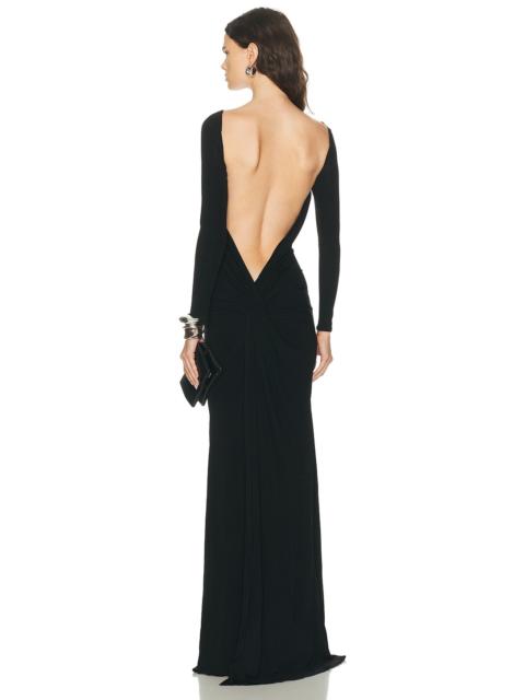 ALEX PERRY Long Sleeve Open Back Gown