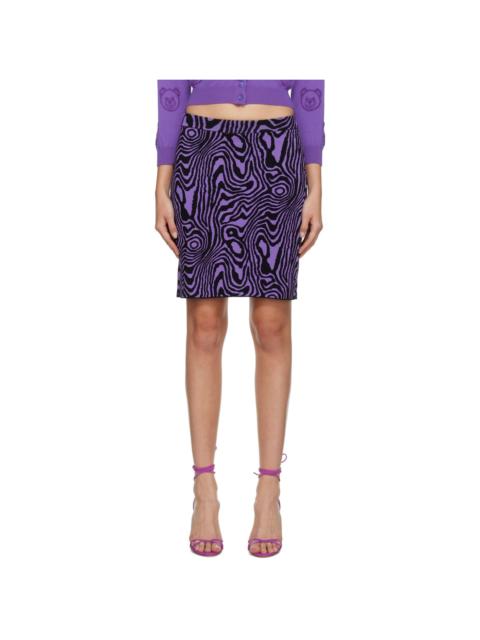 Moschino Black & Purple Moiré Effect Miniskirt