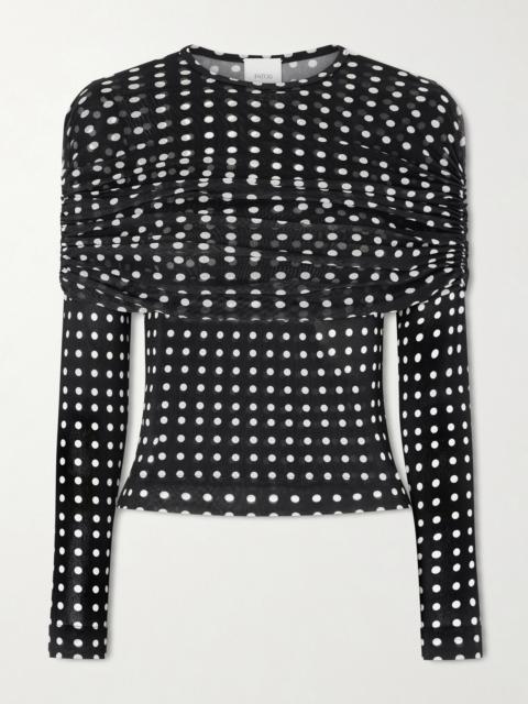 PATOU Ruched Polka-dot Chiffon Top