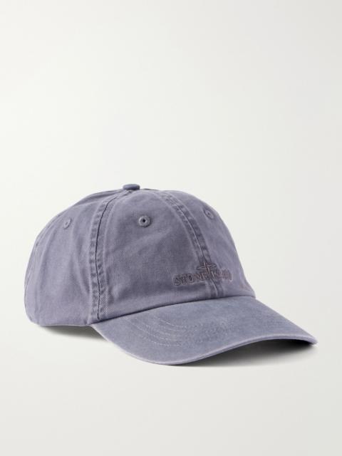 Stone Island Logo-Embroidered Cotton-Gabardine Baseball Cap Blue