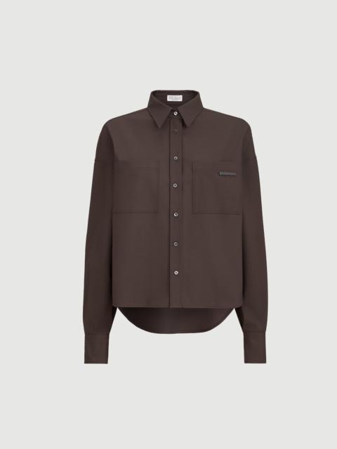 Brunello Cucinelli Tropical luxury wool shirt with shiny tab