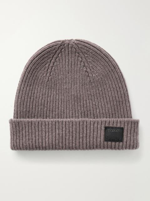 Paul Smith Logo-Appliquéd Ribbed Cashmere and Merino Wool-Blend Beanie
