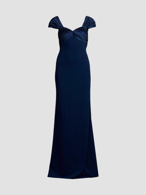 TADASHI SHOJI Women's Short-Sleeve Crepe Gown - Navy