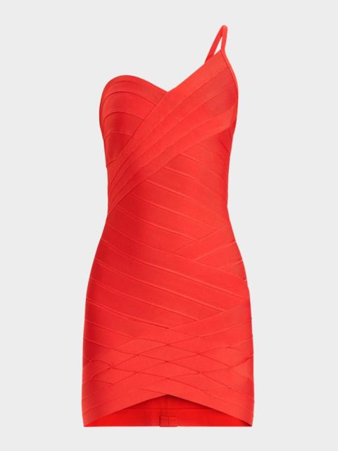 HERVE LEGER Ally Woven Bandage One-Shoulder Mini Dress