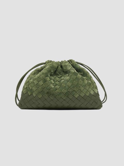 Bottega Veneta Women's Dustbag Medium Intrecciato Suede Shoulder Bag - Green Tweed Gold