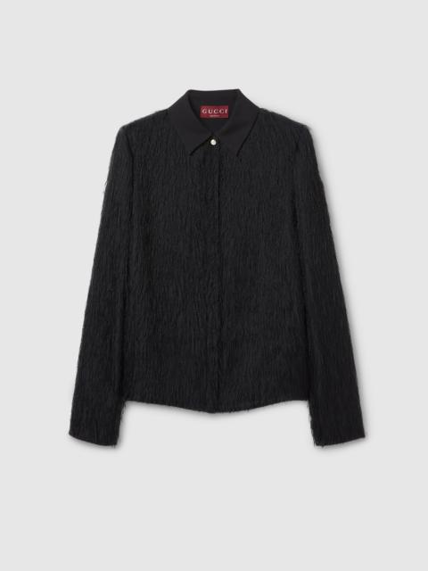 GUCCI Fringed fil coupé fabric shirt