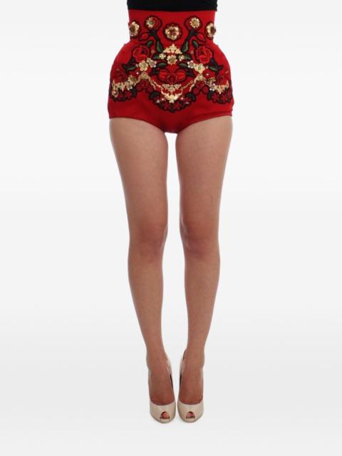 Dolce & Gabbana floral-embroidered mini shorts