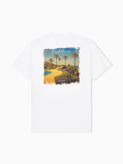 GIORGIO ARMANI COTTON INTERLOCK JERSEY T-SHIRT WITH PRINT ON THE BACK