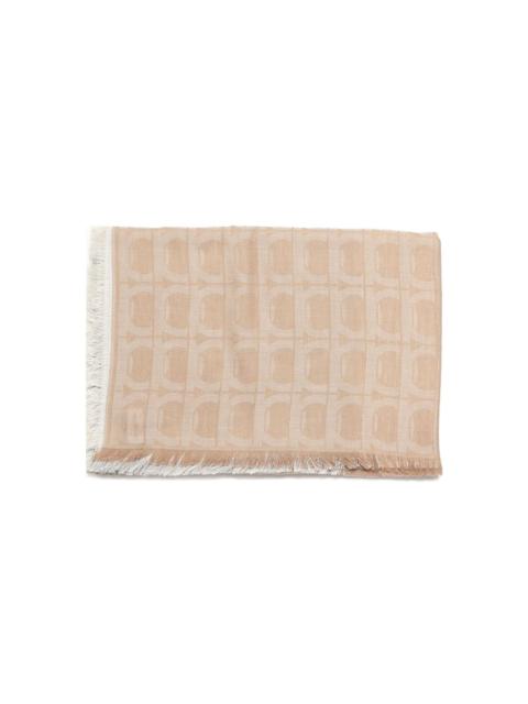 FERRAGAMO patterned fringed scarf