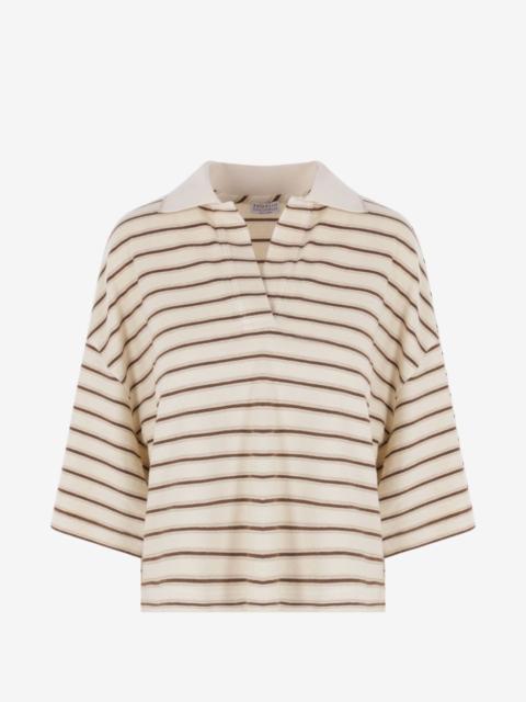 Brunello Cucinelli striped-pattern polo top