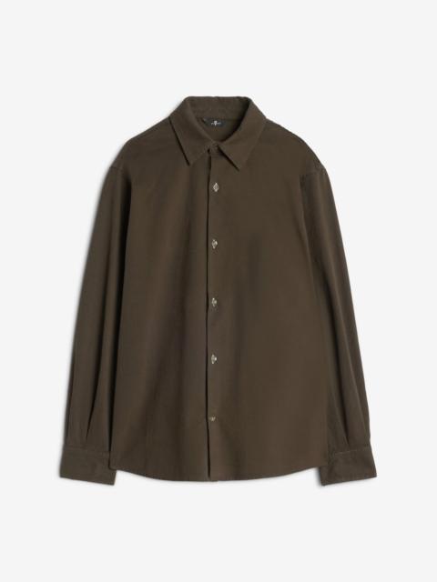 7 For All Mankind Comfort Twill Button Up Shirt In Dark Olive