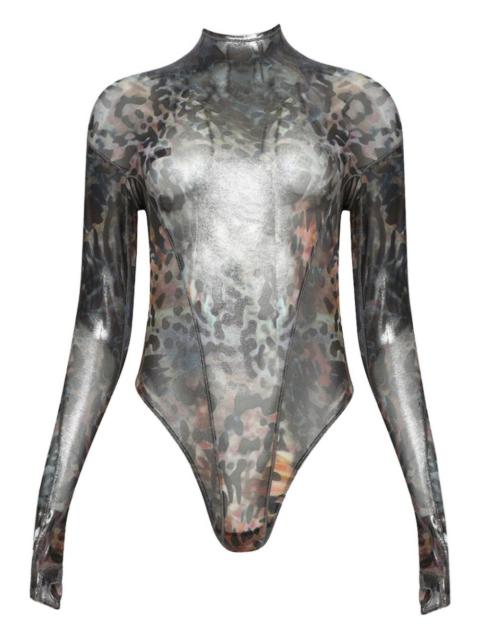 MUGLER printed high-neck bodysuit
