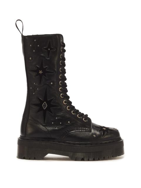Dr. Martens 1B99 Whimsy Goth 14 Eye Leather & Velvet Lace Up Boots