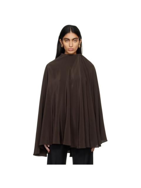 Brown Cape Blouse