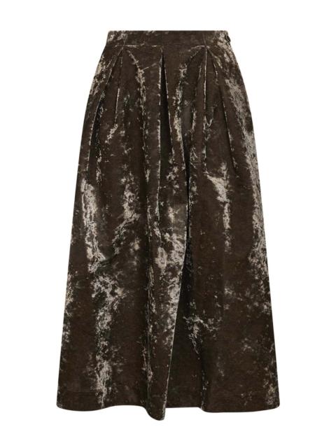 UMA WANG Dark olive velvet Gomes midi skirt