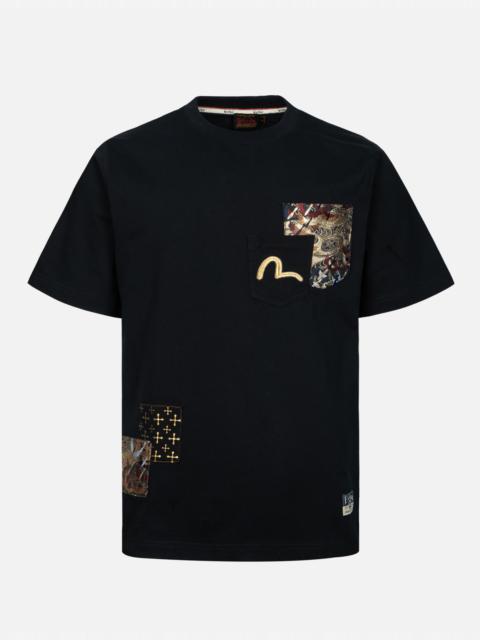 SEAGULL EMBROIDERY AND BROCADE POCKET REGULAR FIT T-SHIRT