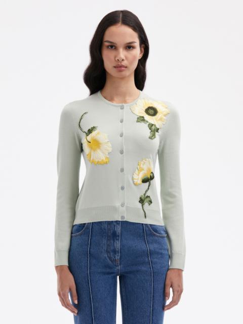 Oscar de la Renta POPPY THREADWORK CARDIGAN