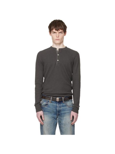 RRL by Ralph Lauren Gray Waffle-Knit Henley