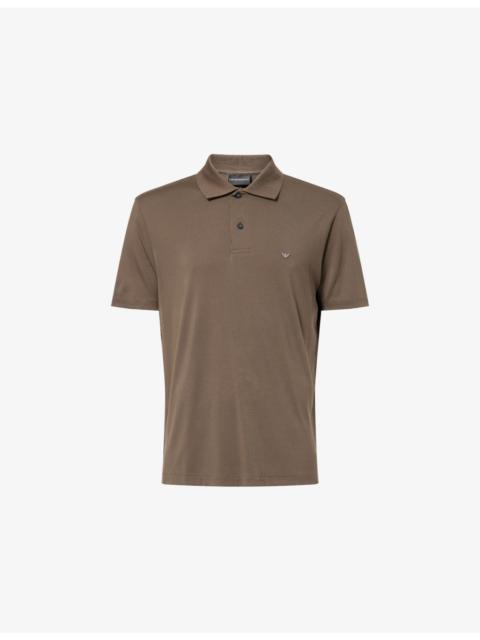 EMPORIO ARMANI Embroidered-Emblem Classic Modal-Blend Polo Top