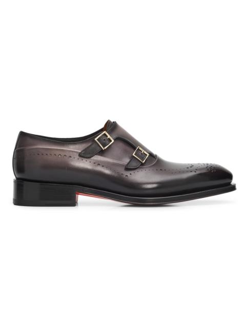 Santoni Men's Kaj Monk-Strap Leather Brogues - Grey