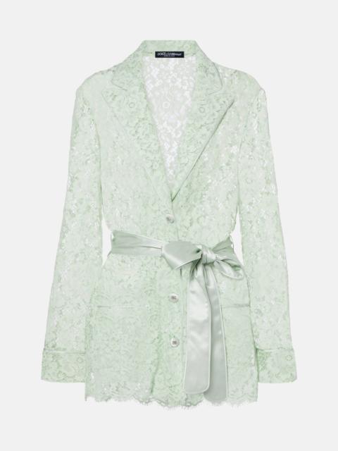 Belted lace blazer