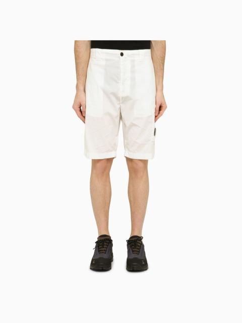 White cotton-blend bermuda shorts