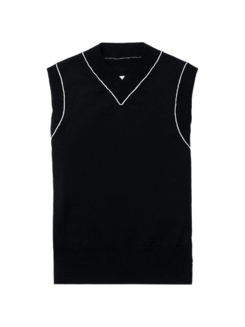 piped-trim wool-blend vest