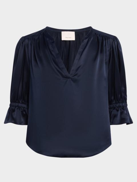 Cinq à Sept Fiona Silk Split-Neck Top