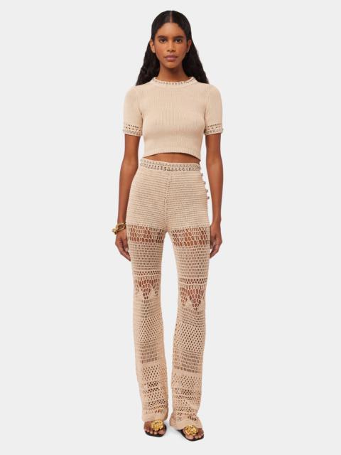Paco Rabanne CROCHET FLARE PANT WITH PEARLS ON BELT