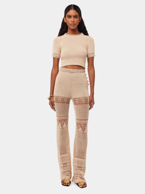 rabanne CROCHET FLARE PANT WITH PEARLS ON BELT