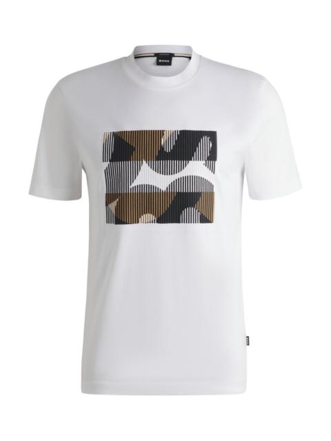 BOSS MERCERIZED-COTTON T-SHIRT WITH BRAND ARTWORK