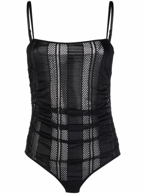 GANNI mesh gathered bodysuit