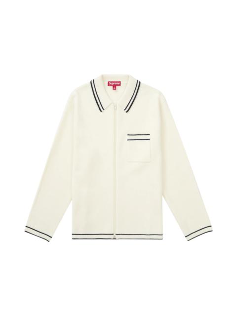 Supreme Zip Up Polo Sweater White