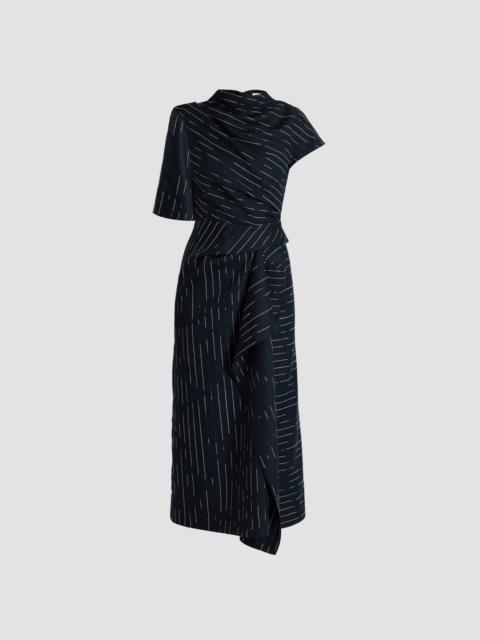 Erdem STRIPE TAILORING DRAPED MIDI DRESS