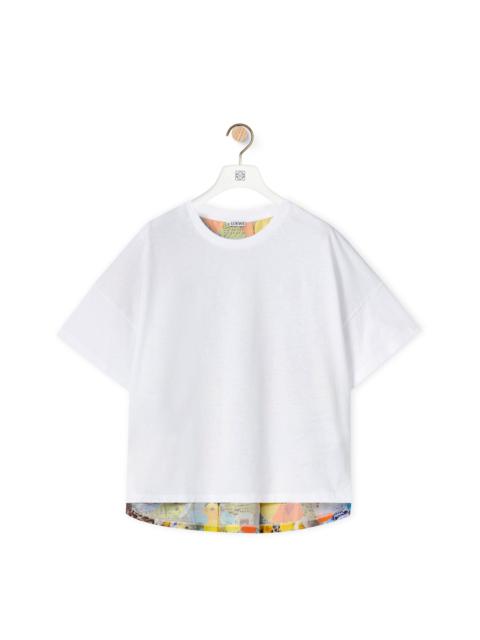 Parrots print T-shirt in cotton and silk