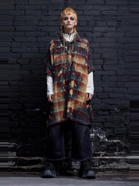 R13 BLEACHED PLAID OVERSIZED BOXY SHIRTDRESS