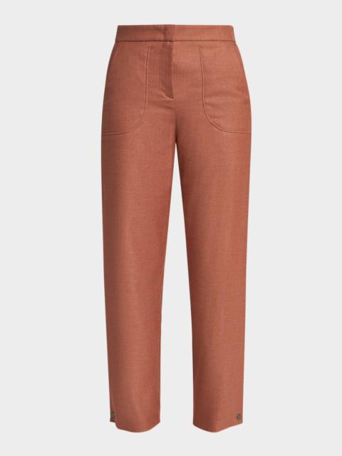 GIORGIO ARMANI Button-Hem Straight-Leg Ankle Trousers