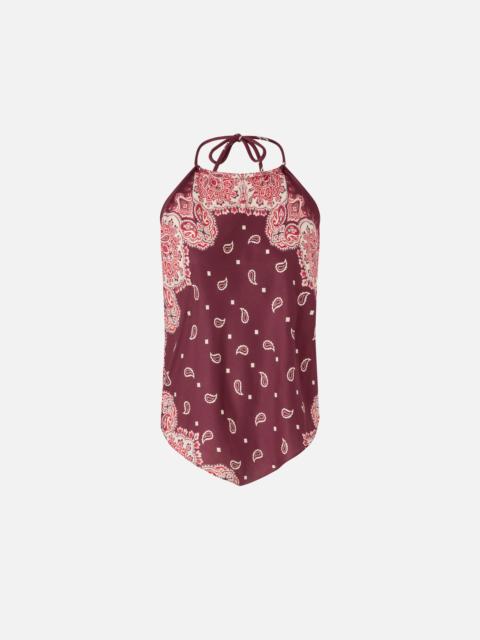 PINKO BEACH COVER-UP TOP WITH TIES AND BANDANA PRINT