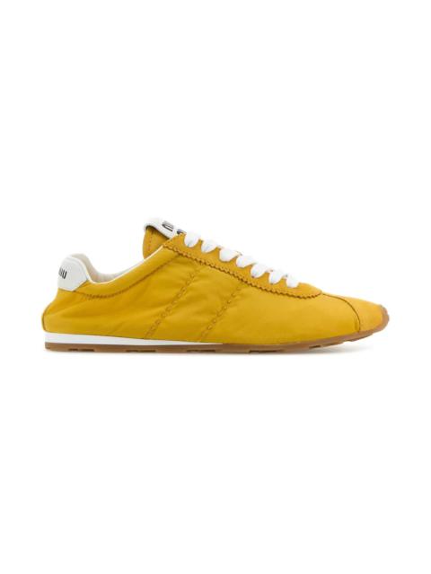 Yellow Fabric And Suede Sneakers