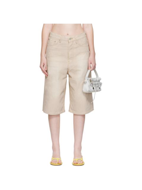 Acne Studios Beige Coated Denim Shorts