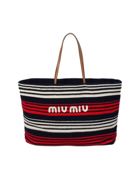 Miu Miu striped crochet-knit tote bag