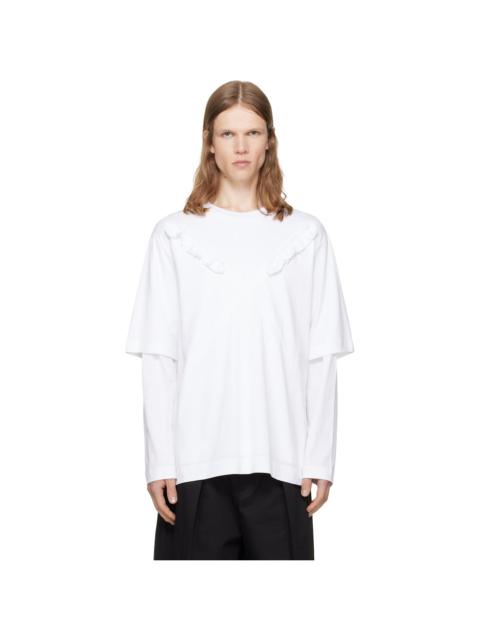 Simone Rocha White Ruffle Slash Layered Long Sleeve T-shirt