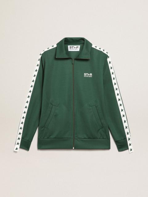 Golden Goose Bright-green Denis Star Collection zipped sweatshirt with white strip and contrasting green stars