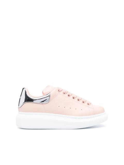 mirrored-finish leather platform sneakers