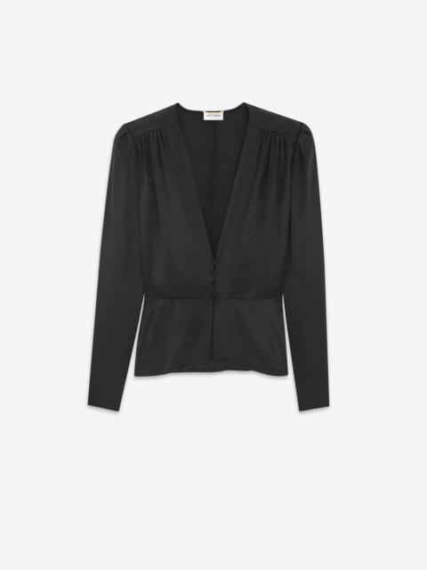 SAINT LAURENT peplum blouse in silk satin crepe