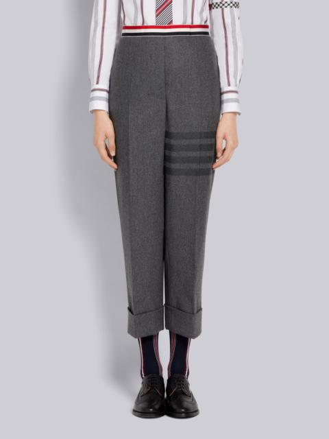 Thom Browne Medium Grey Wool Flannel Grosgrain Stripe Waistband Classic Backstrap Trouser