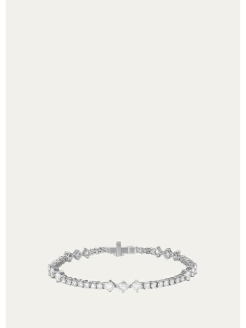 MELISSA KAYE 18K White Gold Stella Triplet Station Diamond Tennis Bracelet